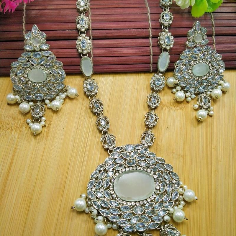 Rose  Polki Long Mala Set with Earring lfor Women - Natural Look and Sophistication - My Jewel Box