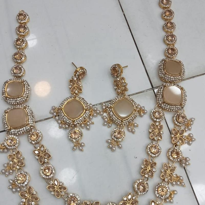 Alia Turkish Polki Long Mala Set with Earring for Women - Natural Look & Sophistication - Traditional Elegance Statement Piece