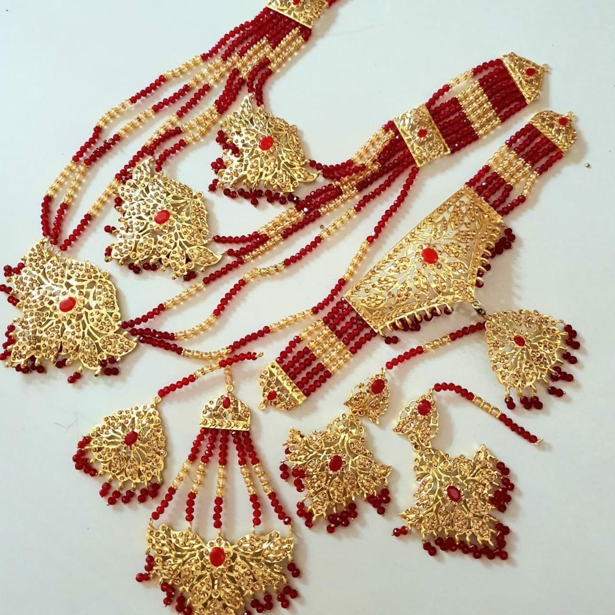 Hydrabadi necklace set with  3 layer mala