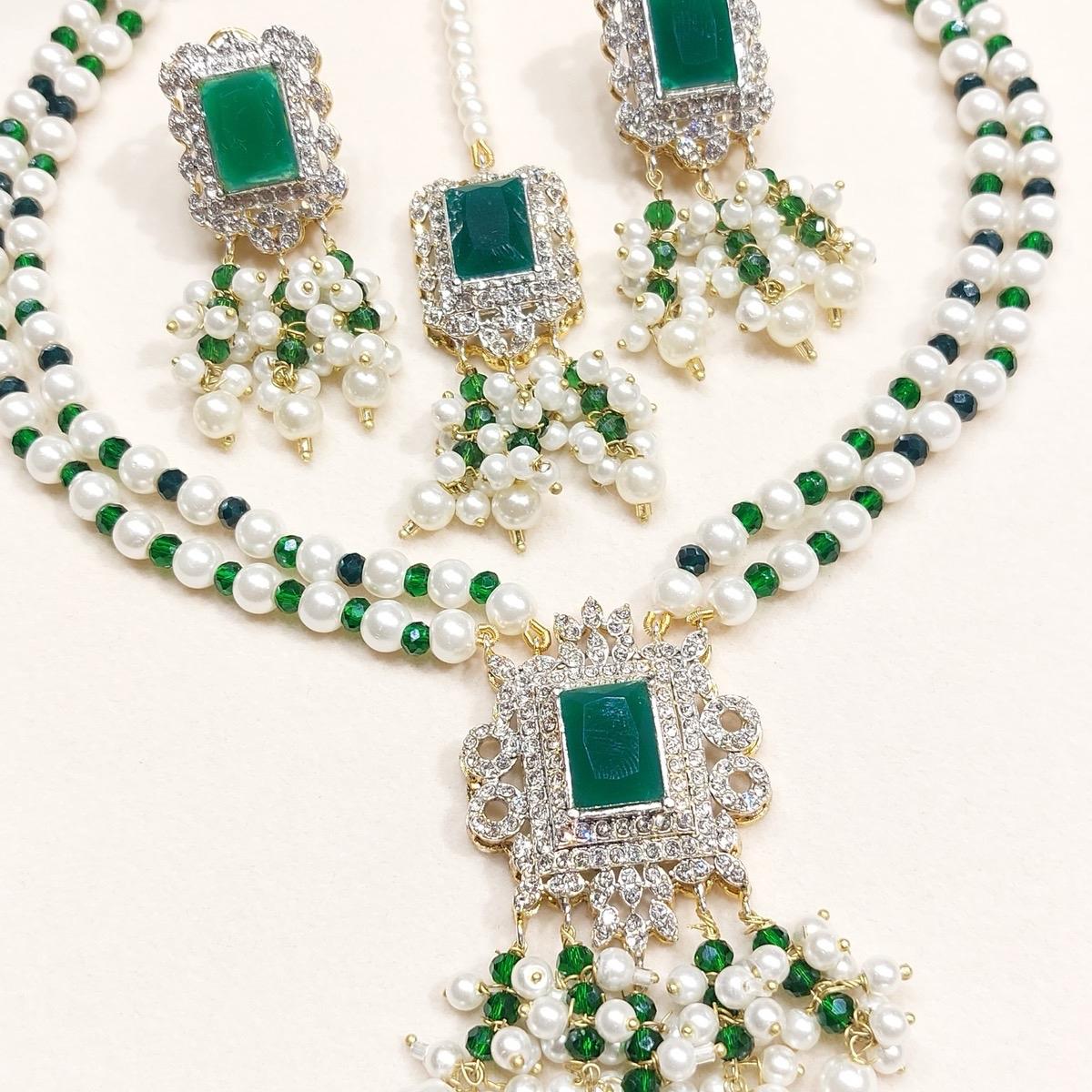 Manahil Mini Mala Necklace Set with Earrings and Tikkah for Women - Stylish and Elegant - My Jewel Box