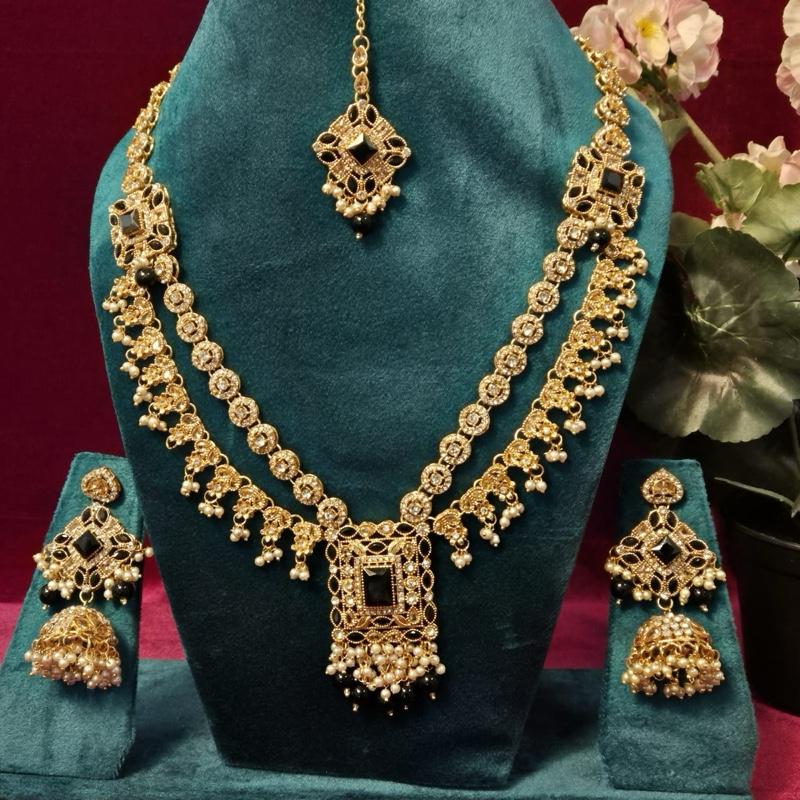 ADen polki two layer mala set with earring and tikka