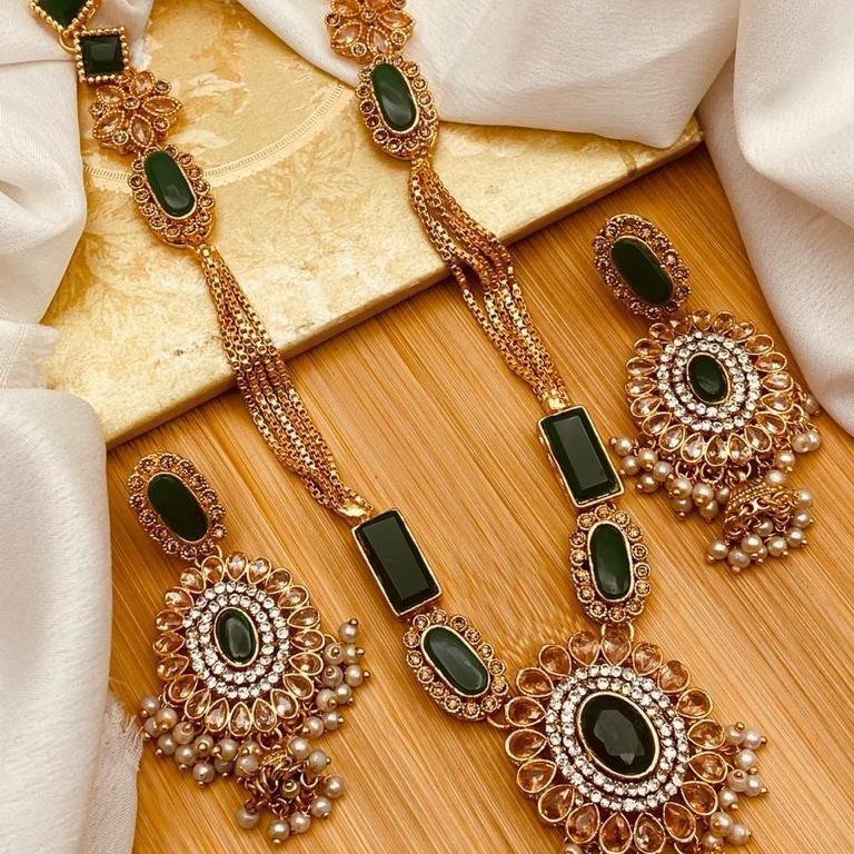 MAH e NOOR Traditional Egyptian  Mala Jewelry Set - Long Necklace and Earrings - Design 3 - My Jewel Box