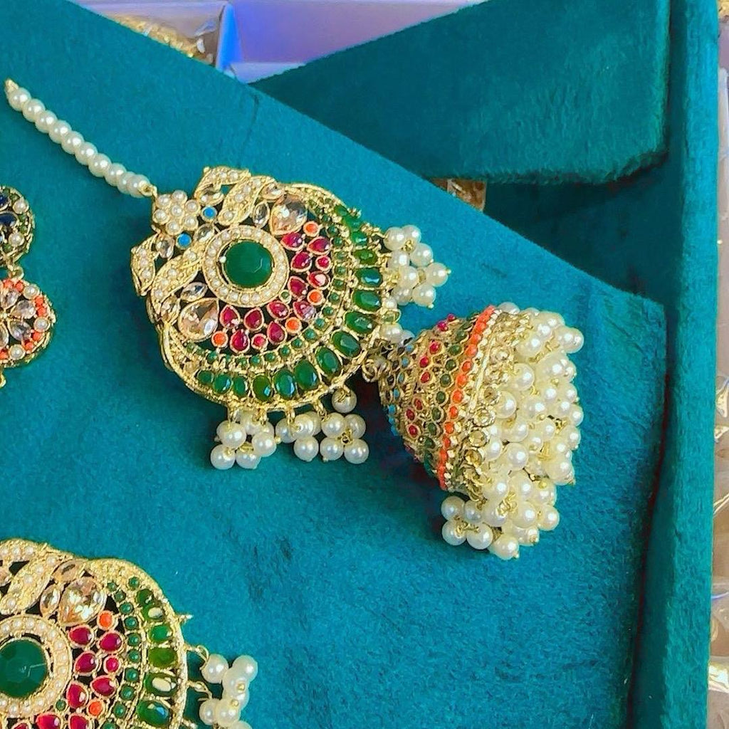 Nimra Khan Matha Pati and Jhumka Set Hair Accessories - Traditional Indian Bride Wedding Collection - My Jewel Box