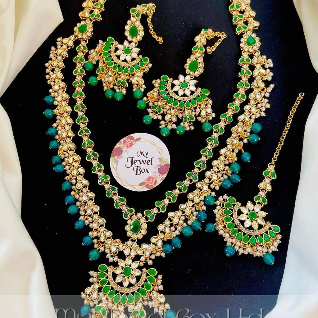 AMAYA Kundan Rani har two layered with earring tikka - My Jewel Box