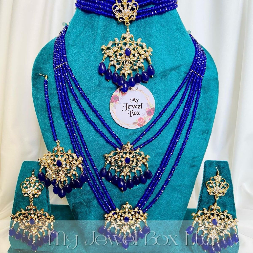 BASHAIR  hassen COMBO  2 layered MALA with choker necklace  earring set with teeka
