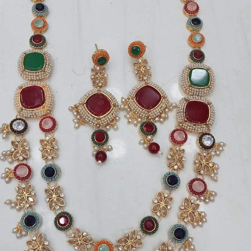 Alia Turkish Polki Long Mala Set with Earring for Women - Natural Look & Sophistication - Traditional Elegance Statement Piece