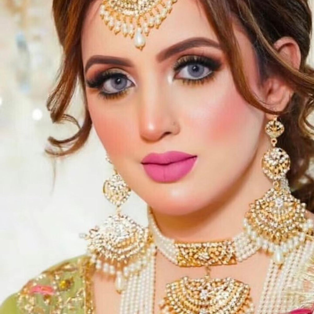 Bridal Pearl Rani Har Mala Set - 5 Piece Set with Choker, Long Mala, Earring, Tikka, and Jhoomer/Pasa