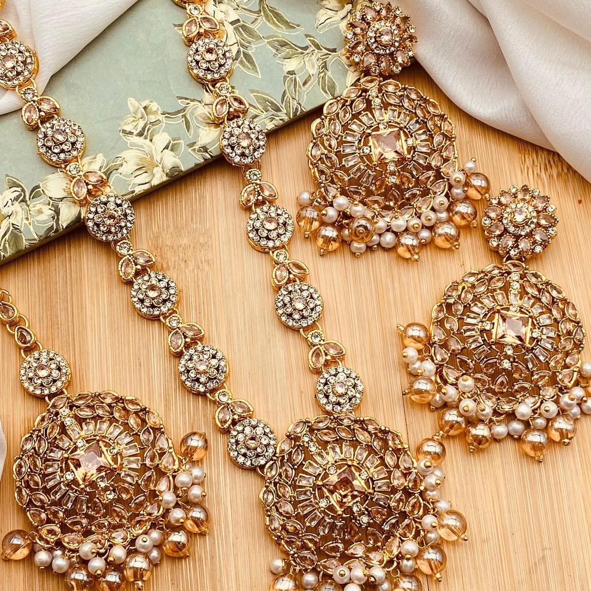 DANIYA Egyptian  Long Mala Set with Earring and Tikka for Women - Natural Look and Sophistication - My Jewel Box