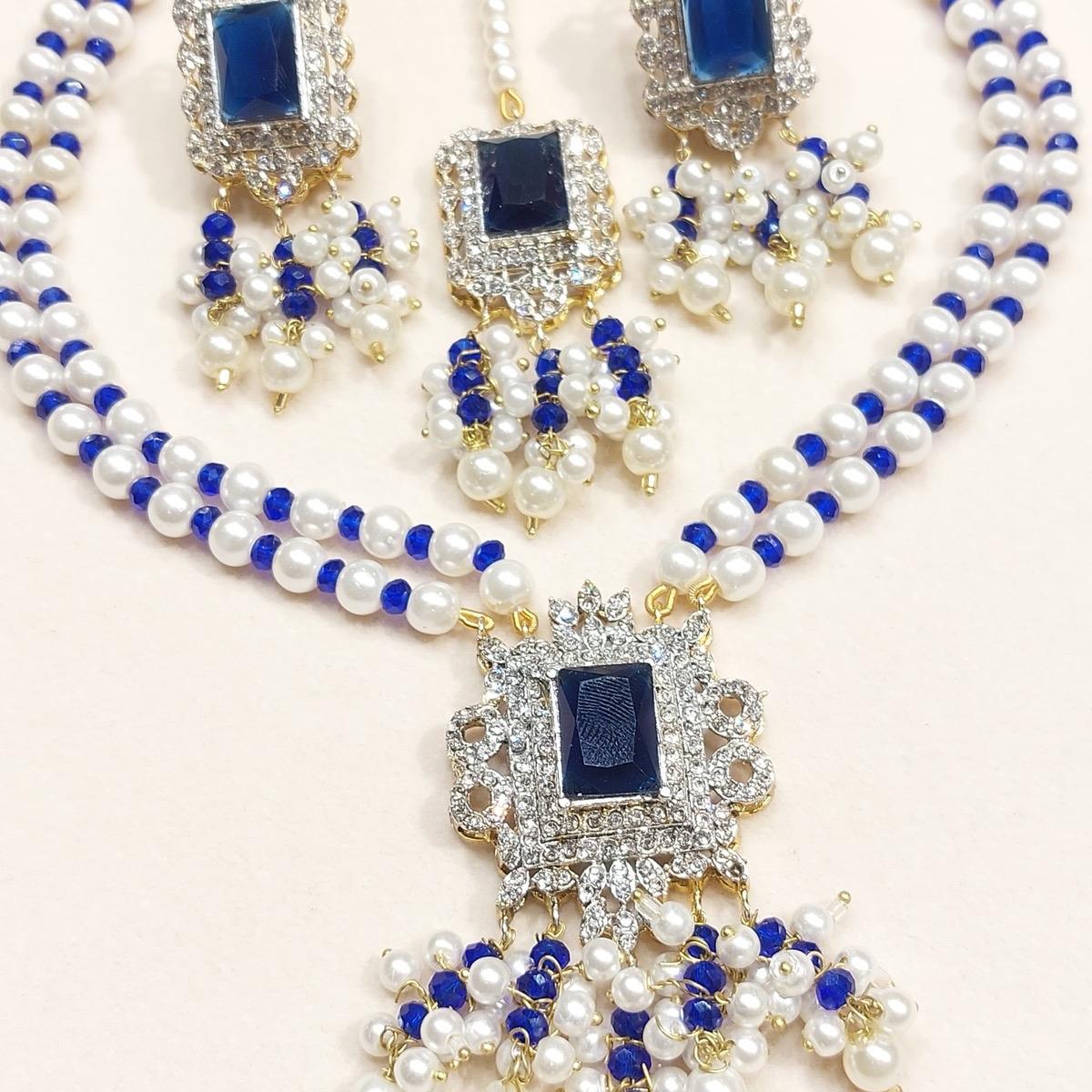 Manahil Mini Mala Necklace Set with Earrings and Tikkah for Women - Stylish and Elegant - My Jewel Box