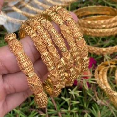 New flower deisgn in MjBs‘s real gold look orignal  Gold plated Range bangles with out box - My Jewel Box