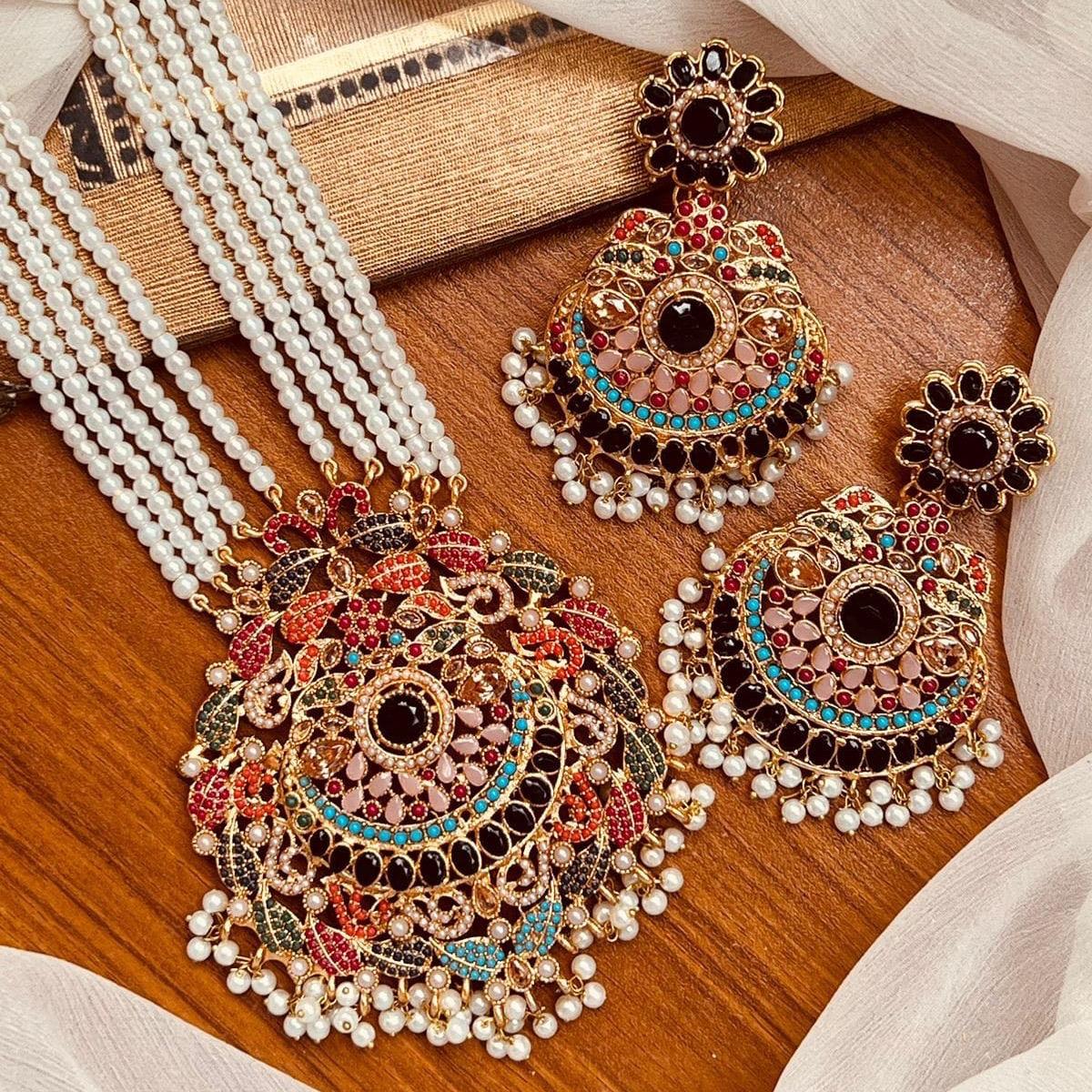 LAIBA nauratan mala necklace set with earring