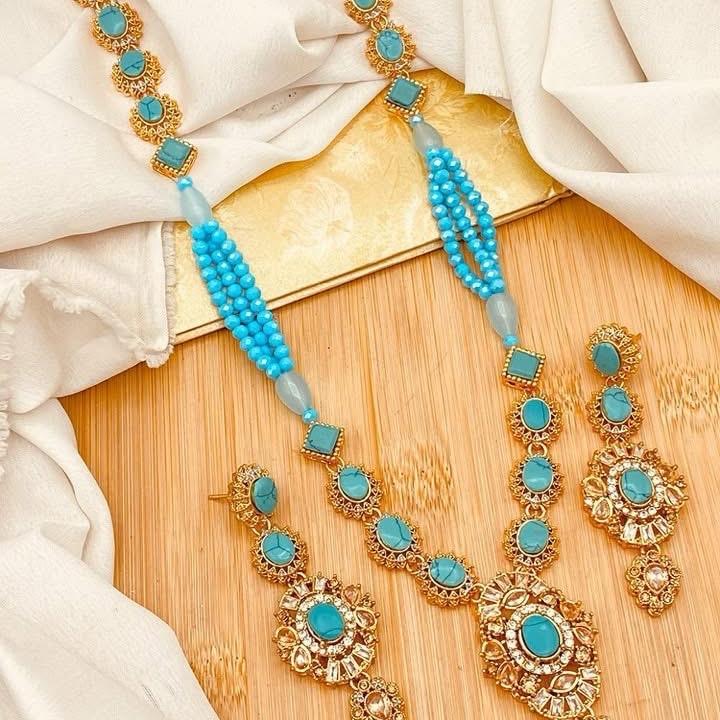 ESRA  Egyptian  Mala Jewelry Set - Long Necklace and Earrings - Design 3 - My Jewel Box