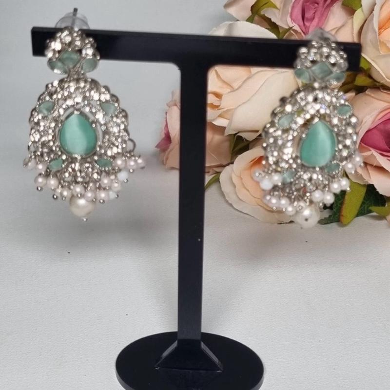 Polki and Zircon  long Mala Set with Earrings  for Women - My Jewel Box