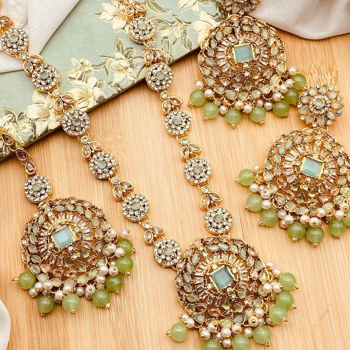 DANIYA Egyptian  Long Mala Set with Earring and Tikka for Women - Natural Look and Sophistication - My Jewel Box