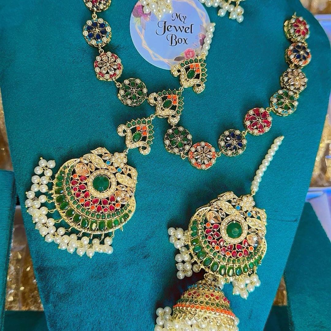 Nimra Khan Matha Pati and Jhumka Set Hair Accessories - Traditional Indian Bride Wedding Collection - My Jewel Box