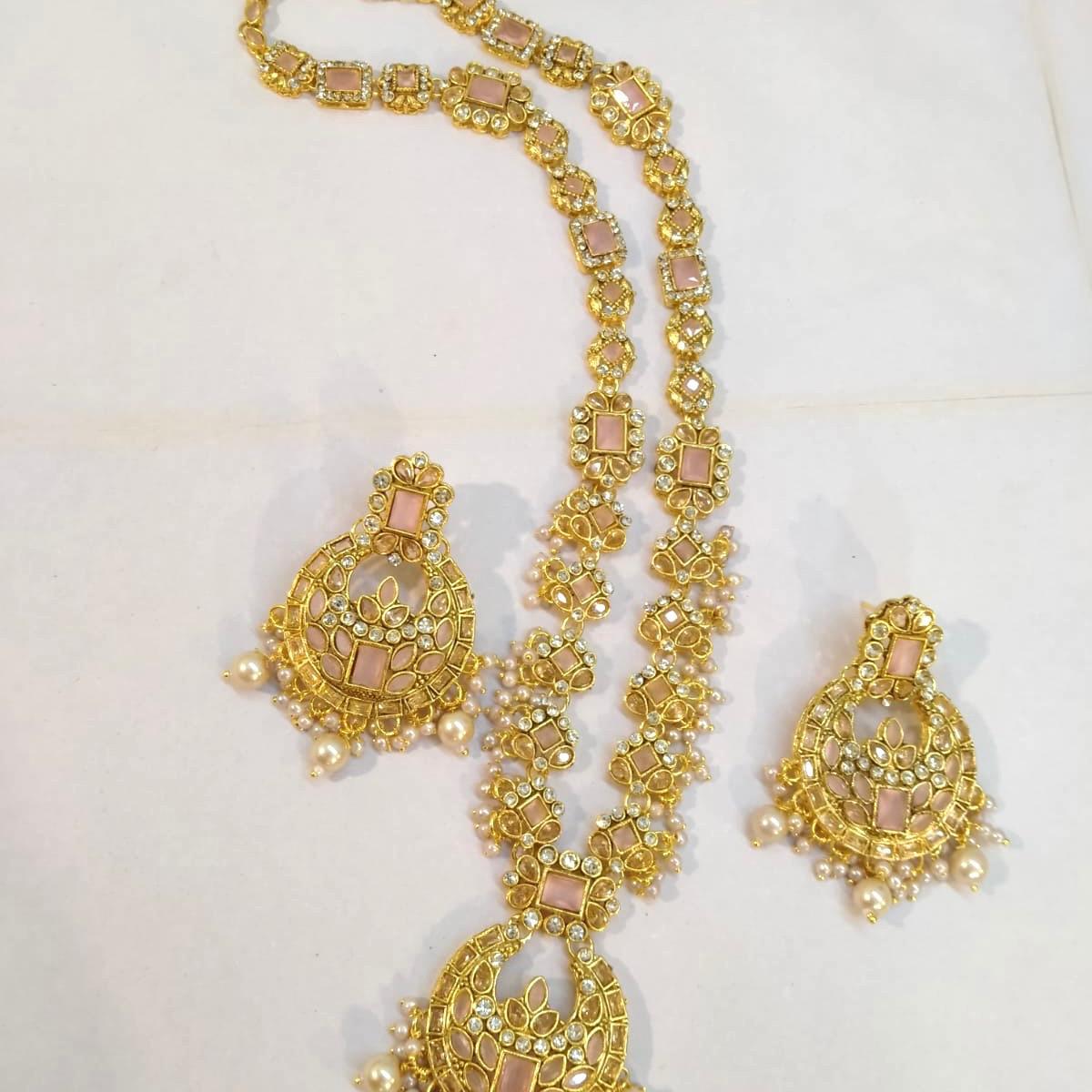 NAZEEN extra Long mala necklace  set with chand bali earring