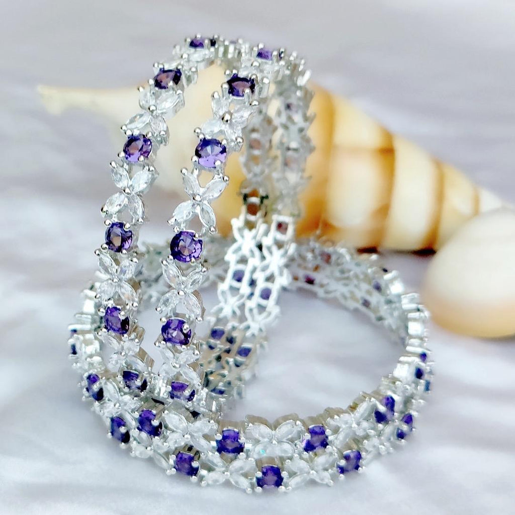 Flower American diamond bracelet bangles 2 piece in different colors Female Anniversary Birthday Engagement Female Anniversary Engagement