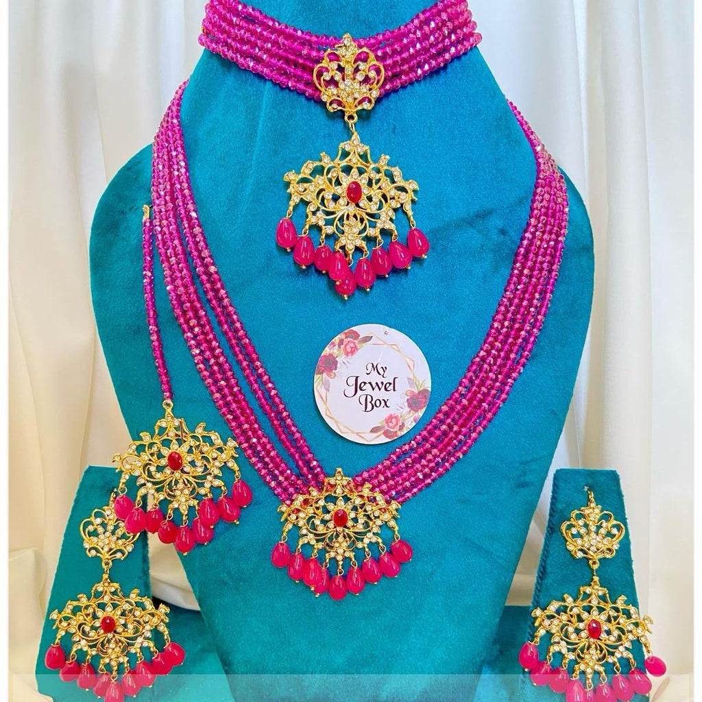 KOMAL hassen COMBO MALA choker necklace  earring set with teeka