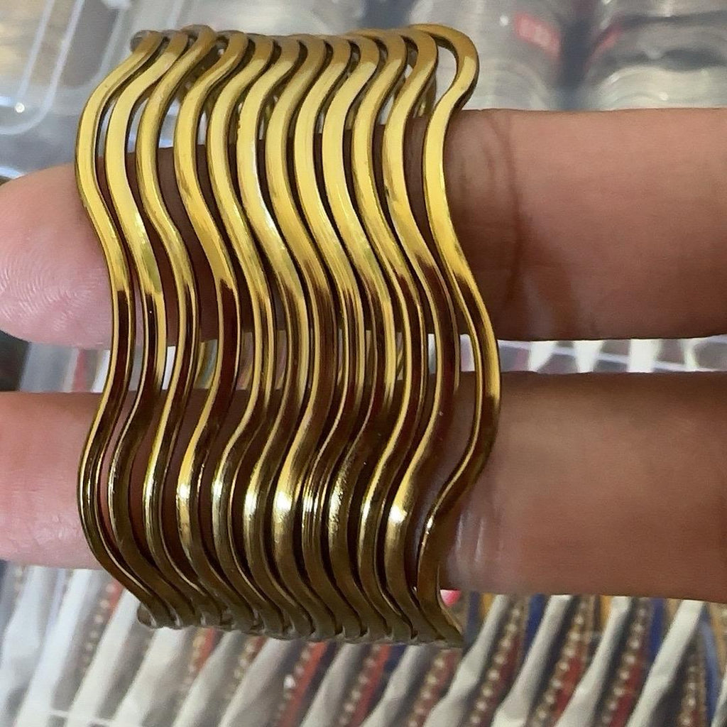 Wavy stylish 3 colour color metal  bangles - My Jewel Box