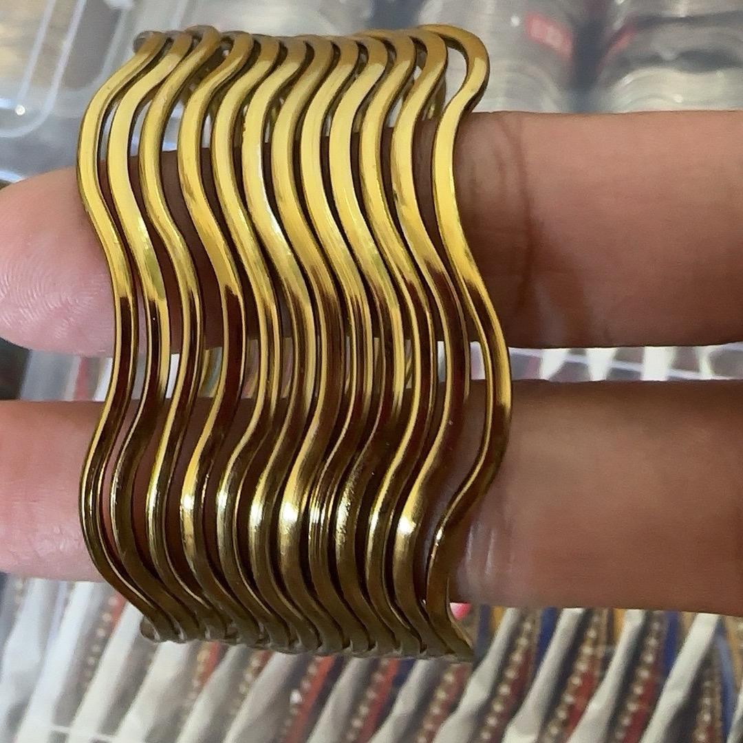 Wavy stylish 3 colour color metal  bangles - My Jewel Box