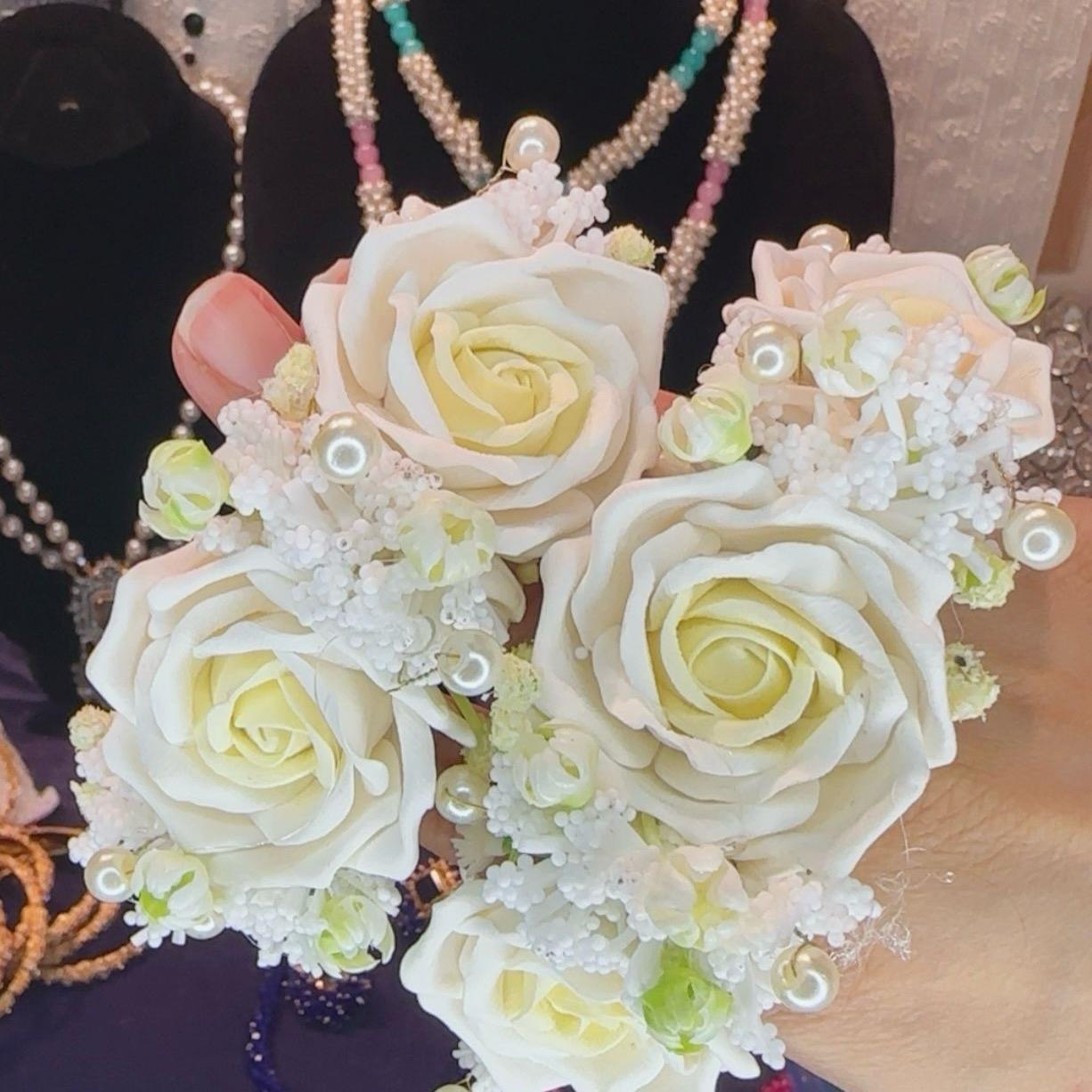 Heavy bridal faux rose gajra bracelet - My Jewel Box