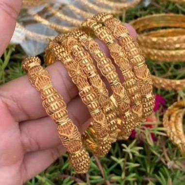 New flower deisgn in MjBs‘s real gold look orignal  Gold plated Range bangles with out box - My Jewel Box