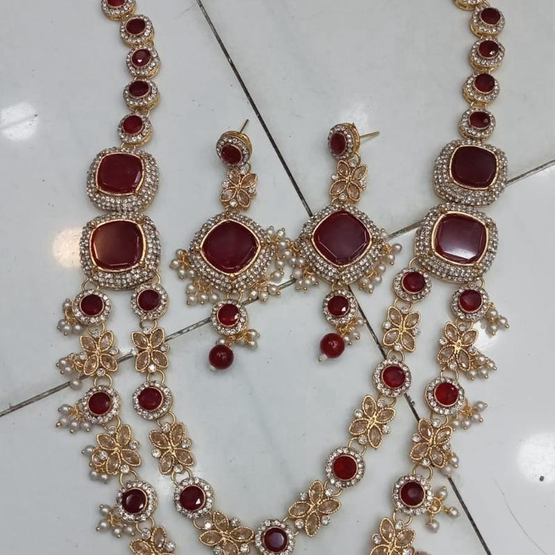 Alia Turkish Polki Long Mala Set with Earring for Women - Natural Look & Sophistication - Traditional Elegance Statement Piece