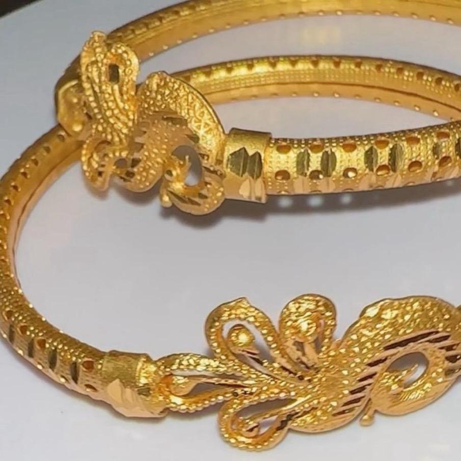 Peacock Indian Golden bangle kangan pair set MJB-D3 - My Jewel Box