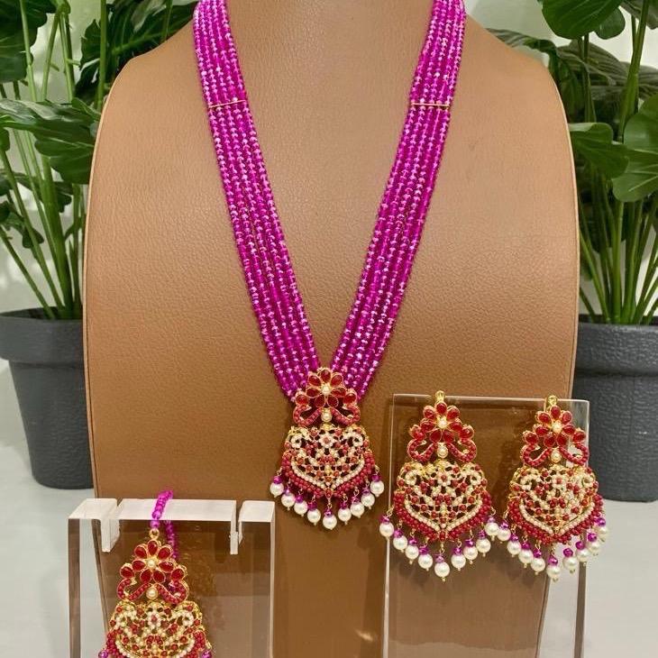 Bareera long mala set with Earrings & Tekka - My Jewel Box