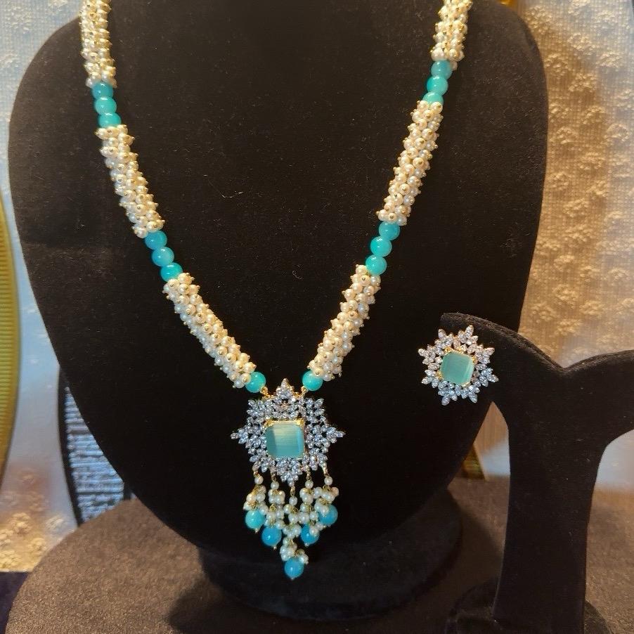 Rania Gajra Mala Set with American Diamond Necklace JBM007