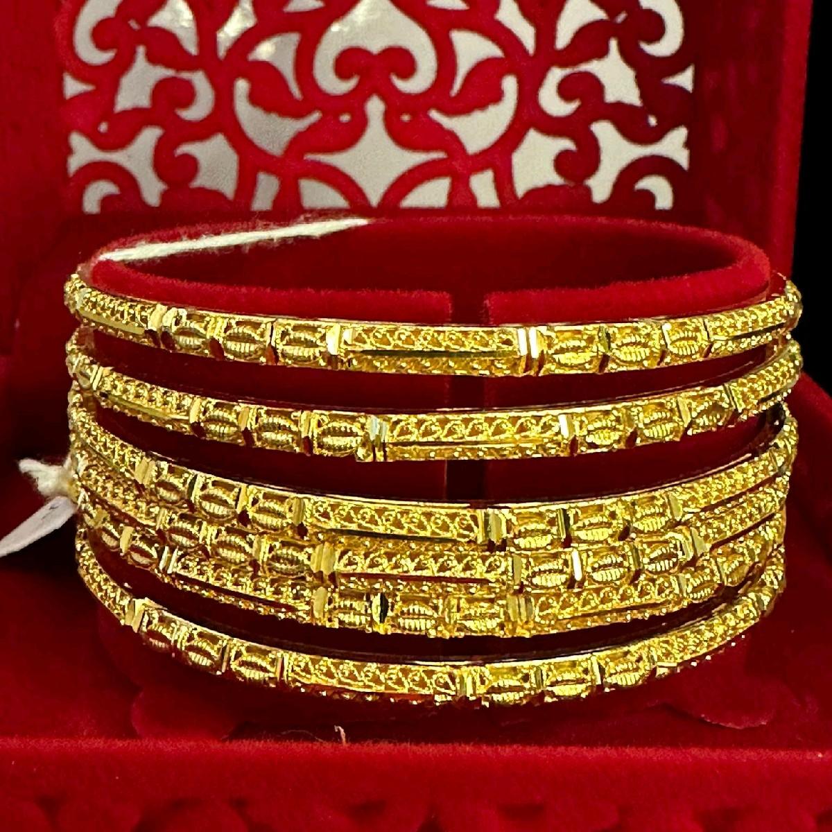 TBD3 Gold Plated Thin Bangles Set for Women - My Jewel Box