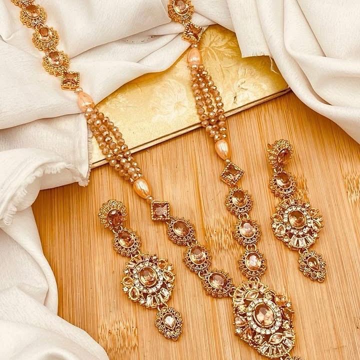 ESRA  Egyptian  Mala Jewelry Set - Long Necklace and Earrings - Design 3 - My Jewel Box