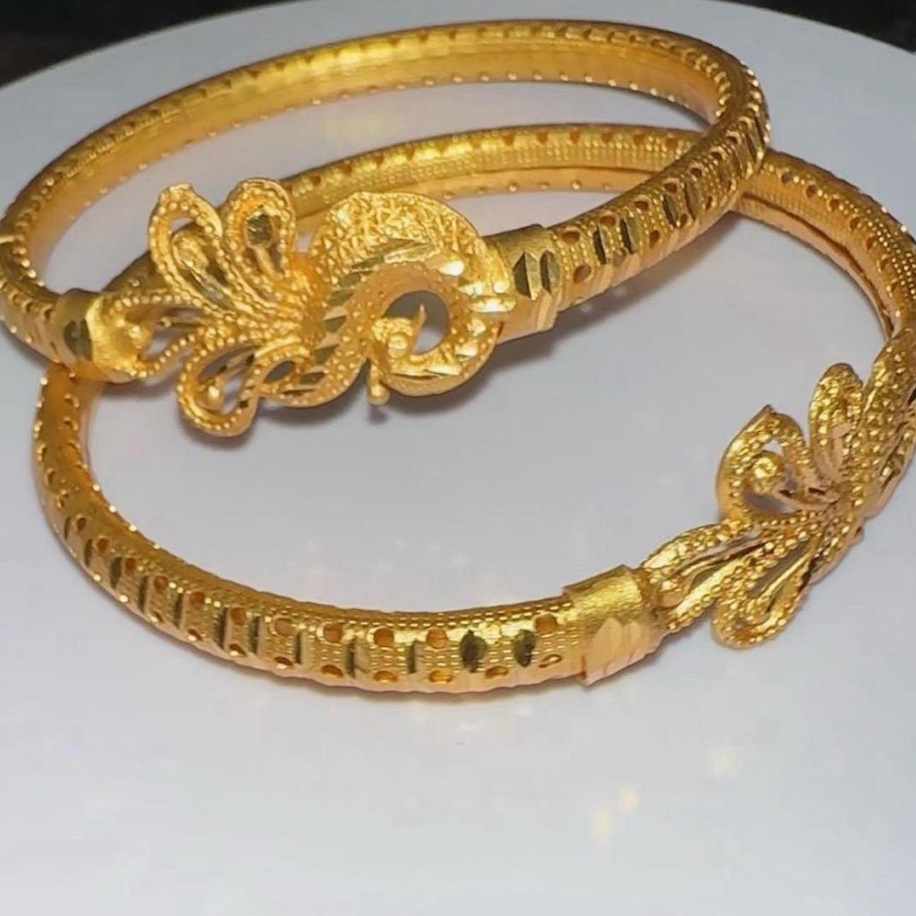 Peacock Indian Golden bangle kangan pair set MJB-D3 - My Jewel Box