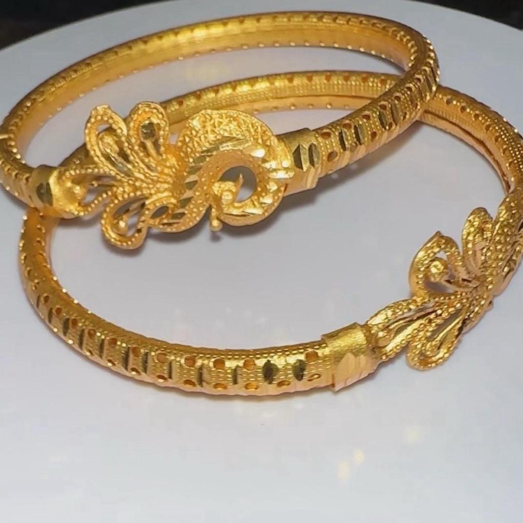 Peacock Indian Golden bangle kangan pair set MJB-D3 - My Jewel Box