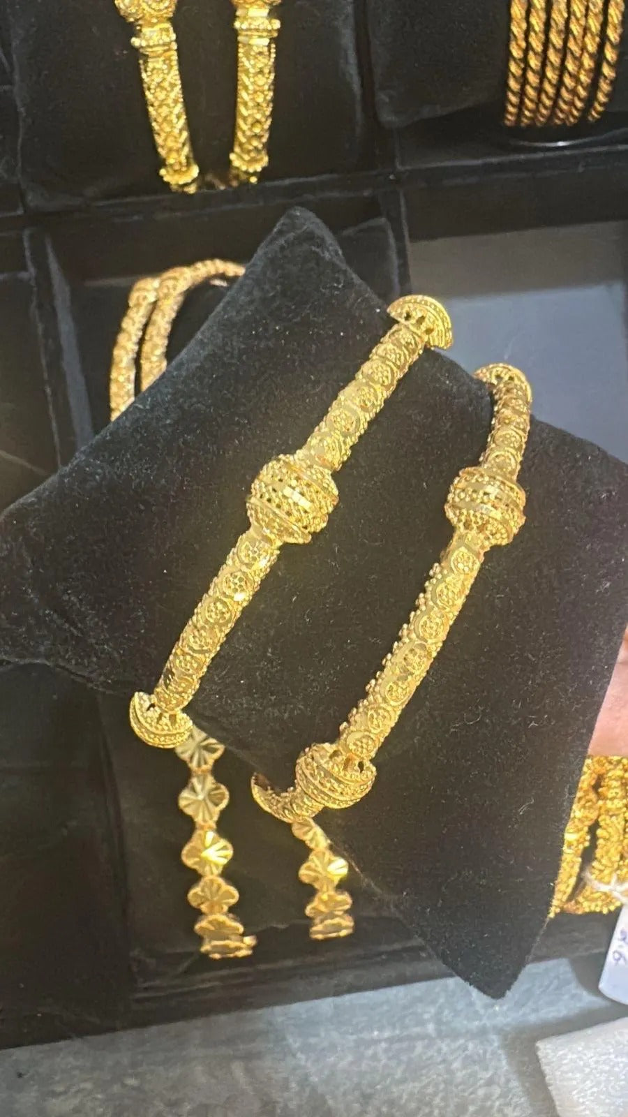 Gold-plated 24k Ball kangan Bridal Bangles Available as a Pair and Set of Four - My Jewel Box