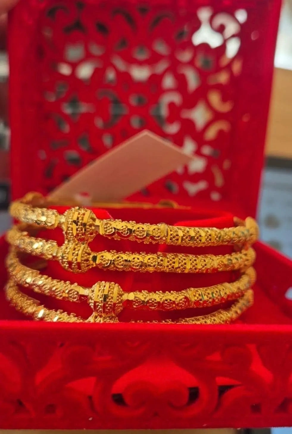 Gold-plated 24k Ball kangan Bridal Bangles Available as a Pair and Set of Four - My Jewel Box